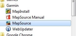 Öffnen Sie Garmin MapSource